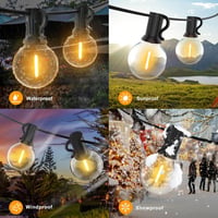 GLUROO 45m Kültéri Fényfüzér G40 LED Izzóval Meleg Fehér Vízálló 4