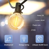 GLUROO 45,7m Kültéri Fényfüzér 77db G40 LED Izzóval Vízálló Kerti Dekoráció 8