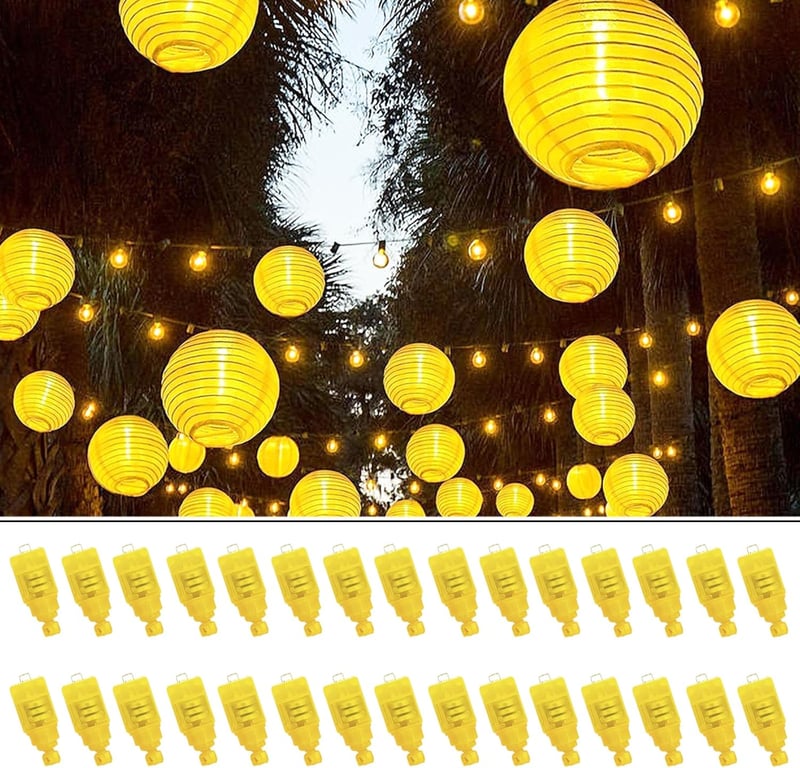 GLY075 LED Lampion Világítás 30db - Meleg Fehér Elemes Mini Lámpák Papírlámpásokhoz, Esküvőre, Partikra, Karácsonyi Dekorációhoz - Energiata