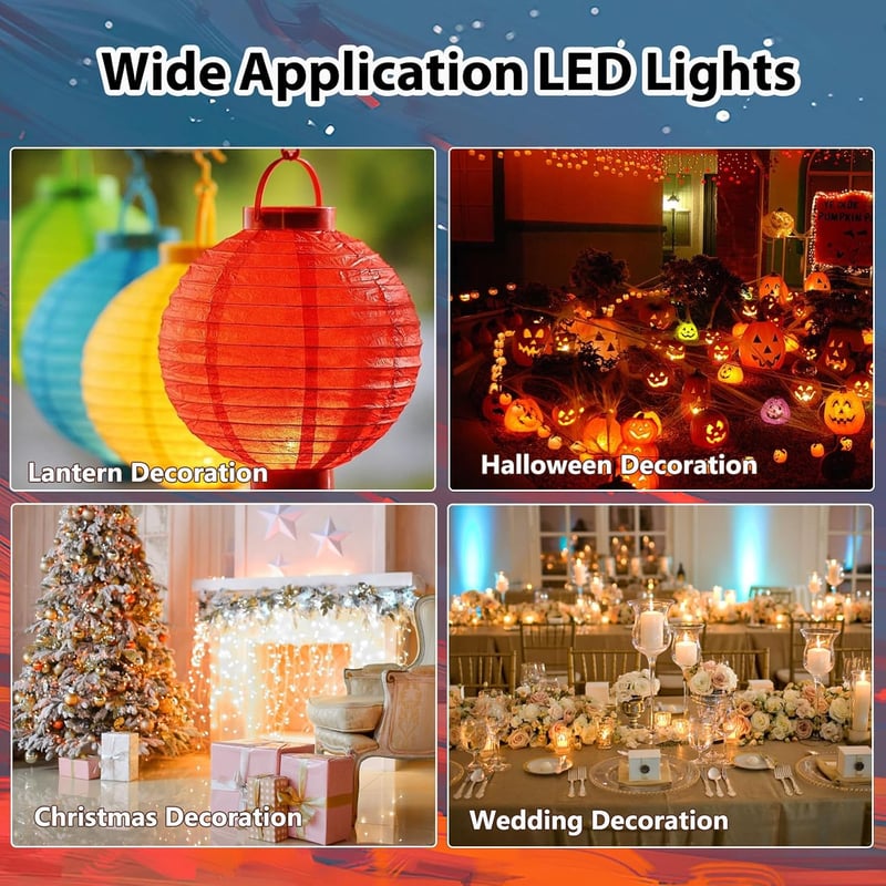 GLY075 LED Lampion Világítás 30db - Meleg Fehér Elemes Mini Lámpák Papírlámpásokhoz, Esküvőre, Partikra, Karácsonyi Dekorációhoz - Energiata
