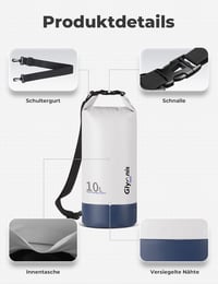 Glymnis Dry Bag Vodotesný vak 5L/10L/20L Nepremokavé vrece na turistiku, kajakovanie, kempovanie a na pláž 4