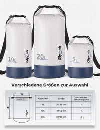 Nastaviteľný ramenný popruh — Glymnis Dry Bag Vodotesná taška 5L/10L/20L Vodovzdorný vak (náhradný diel) 5