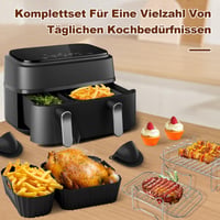 GMISUN Airfryer Kiegészítő Szett 14 részes Ninja Heißluftfritteuse 10,4L-es készülékhez - Pergamenpapír, Grillrács, Szilikon Süteményformák 7