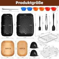 GMISUN Airfryer Kiegészítő Szett 14 részes Ninja Heißluftfritteuse 10,4L-es készülékhez - Pergamenpapír, Grillrács, Szilikon Süteményformák 2