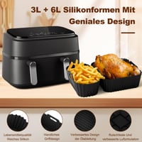GMISUN Airfryer Kiegészítő Szett 14 részes Ninja Heißluftfritteuse 10,4L-es készülékhez - Pergamenpapír, Grillrács, Szilikon Süteményformák 3