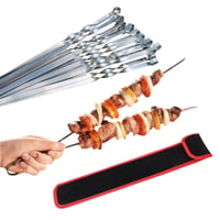 GMMH Profi BBQ Rozsdamentes Acél Grillnyárs 20 db – Extra Széles 1 cm, Extra Erős 2 mm Vastag, 50 cm Hosszú – Húsnyárs, Saslik, Kebab Nyárs 1