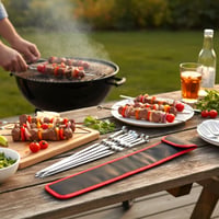 GMMH Profi BBQ Rozsdamentes Acél Grillnyárs 20 db – Extra Széles 1 cm, Extra Erős 2 mm Vastag, 50 cm Hosszú – Húsnyárs, Saslik, Kebab Nyárs 2