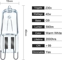 GMY Halogén G9 40W 230V Sütő és Mikrohullámú Sütő Izzó 300°C Hőtűrő 4db - 40w 4pack 6
