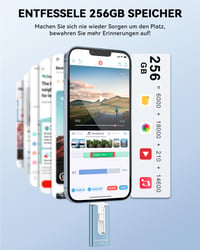 USB kľúč GNASEET 256 GB, 4 v 1 fotobackup pendrive USB 3.0, modrý 4