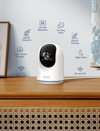 GNCC 2K 3MP Wi-Fi Beltéri Biztonsági Kamera 2,4/5GHz Dual-Band Éjjellátó Fehér 2 db-os Csomag 2
