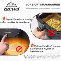 GOAUS Sütőpapír Forrólevegős Fritőzhöz 4,5-8L, 125 db Légkeveréses Sütő Papírtálka 20-24 cm Ninja Cosori Tefal Philips XL XXL 5