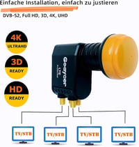 Goaycer Quad LNB 4-Utas Digitális HD 4K Műholdvevő LTE Szűrővel, Aranyozott Csatlakozó, Időjárásálló 3