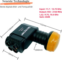 Goaycer Quad LNB 4-Utas Digitális HD 4K Műholdvevő LTE Szűrővel, Aranyozott Csatlakozó, Időjárásálló 4