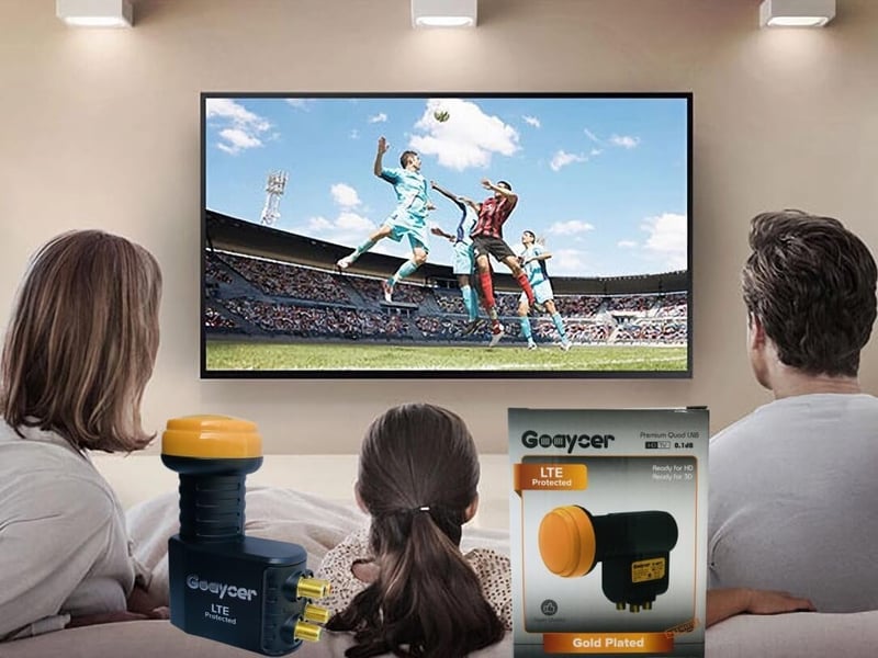 Goaycer Quad LNB 4-Utas Digitális HD 4K Műholdvevő LTE Szűrővel, Aranyozott Csatlakozó, Időjárásálló