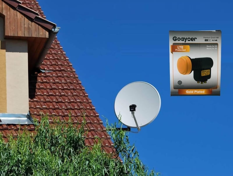 Goaycer Quad LNB 4-Utas Digitális HD 4K Műholdvevő LTE Szűrővel, Aranyozott Csatlakozó, Időjárásálló