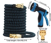 Gobesty 15m Rugalmas Kerti Tömlő 10 Funkciós Fúvókával, Nyújtható Vízvezeték Kék - Blau/15M 2