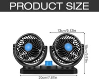 Gobesty 5V USB autós ventilátor 360° forgatható dupla fej alacsony zajszintű 2