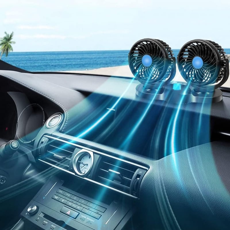 Gobesty 5V USB autós ventilátor 360° forgatható dupla fej alacsony zajszintű