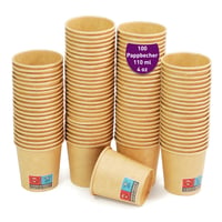 GoBeTree 100 bucăți pahare din hârtie kraft reutilizabile, 120 ml, pentru espresso și lungo, băuturi reci și calde, pahare din carton de unică folosință 1