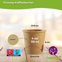 GoBeTree 100 bucăți pahare din hârtie kraft reutilizabile, 120 ml, pentru espresso și lungo, băuturi reci și calde, pahare din carton de unică folosință 2