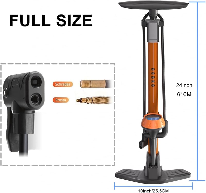 GOBKO kerékpár pumpa nyomásmérővel 160 PSI francia szelep MTB országúti