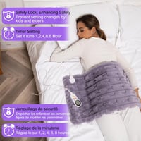 GOBRILLFUN Elektromos Melegítőpárna Távirányítóval, 40x80 cm, Lila - 6 Hőfokozat, 5 Időzítő, Gyerekzár, Automatikus Kikapcsolás, Hátfájásra 6