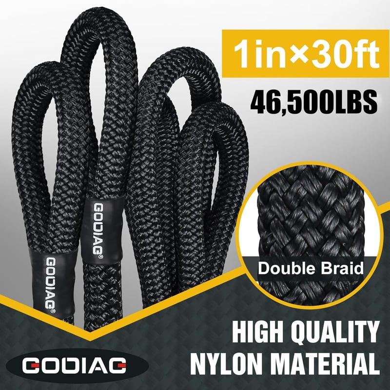 GODIAG 1"×30ft Kinetic Recovery Tow Cable 43000lbs Terepjáró Vonókábel Rugalmas