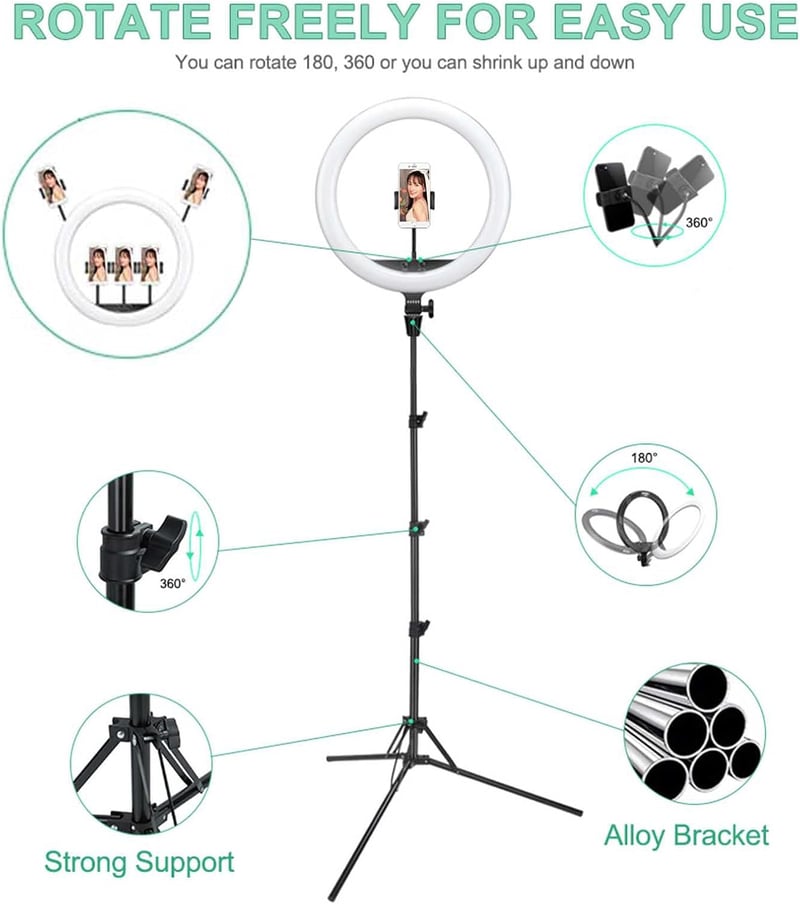 Godox LR150 LED Körfény 46cm Állvánnyal Szelfi Gyűrűlámpa Szabályozható 3000K-6000K Sminkhez Videózáshoz Telefonhoz
