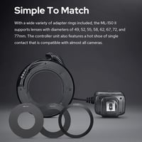 Godox ML-150II Univerzális Makró Körfény 11 Fényerő Szint 5800K GN12 Gyors Újratöltés Canon Nikon Sony DSLR Fényképezőgéphez 8 Adapter Gyűrű 4