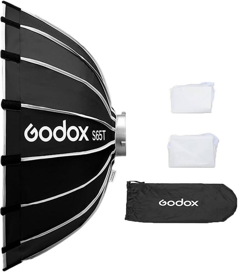 Softbox tip umbrelă Godox S65T cu montură rapidă și difuzor - 65 cm