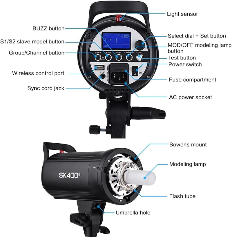 Godox SK400II 400W Stúdió Vaku Vezeték Nélküli 2.4G Rendszer GN65