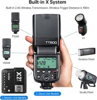 GODOX TT600 2.4G rendszervaku Speedlite fekete Canon Nikon Pentax Olympus Fujifilm Panasonic kompatibilis fényképezőgépekhez 4