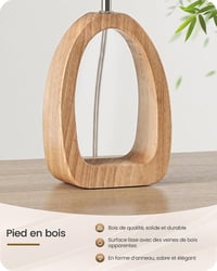 Lampă de noptieră mică GOEBLESON din lemn bej cu abajur din in, dulie E27, bec LED 2700K inclus, lampă de masă cu cablu pentru dormitor și sufragerie 4