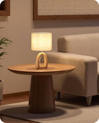 Lampă de noptieră mică GOEBLESON din lemn bej cu abajur din in, dulie E27, bec LED 2700K inclus, lampă de masă cu cablu pentru dormitor și sufragerie 7