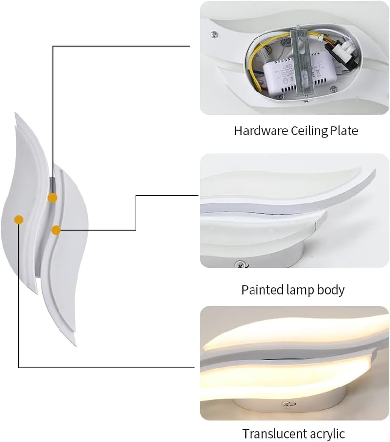 Goeco LED fali lámpa 12W spirál design meleg fehér 3000K hálóhoz