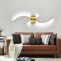 Lampă de perete LED Goeco, reglabilă, 80 cm, 32W, 3600 lm, 3000K-6500K, culoare aurie, intensitate luminoasă reglabilă, iluminat interior 5