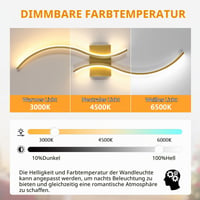 Lampă de perete LED Goeco, reglabilă, 80 cm, 32W, 3600 lm, 3000K-6500K, culoare aurie, intensitate luminoasă reglabilă, iluminat interior 3