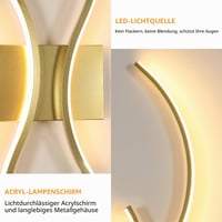 Lampă de perete LED Goeco, reglabilă, 80 cm, 32W, 3600 lm, 3000K-6500K, culoare aurie, intensitate luminoasă reglabilă, iluminat interior 4