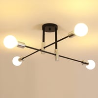 Goeco Vintage Sputnik Mennyezeti Lámpa 4 Izzós E27 Fekete Retro Csillár 71cm 1