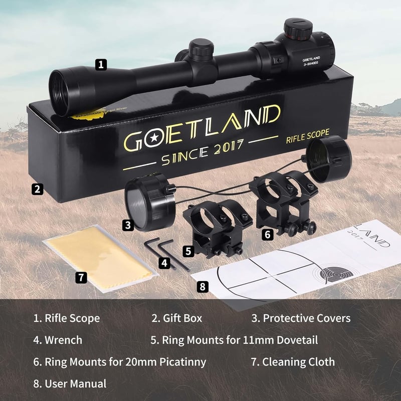Goetland 3-9x40 EC Puska Távcső Piros-Zöld Szálkereszt Vadászat Airsoft