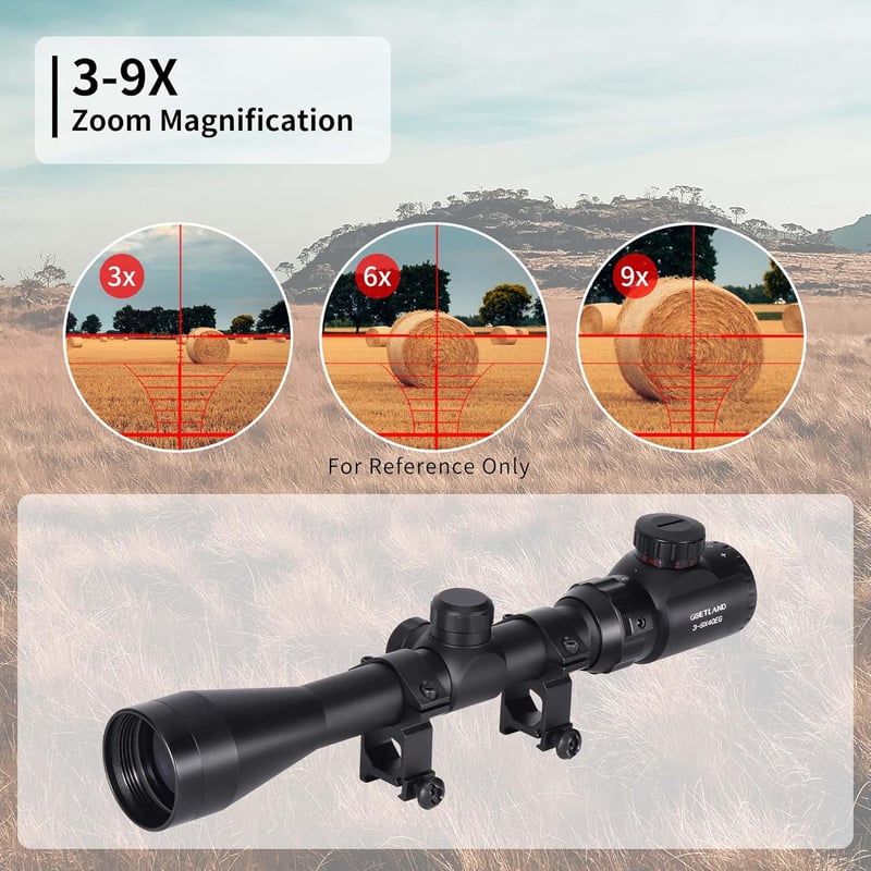 Goetland 3-9x40 EC Puska Távcső Piros-Zöld Szálkereszt Vadászat Airsoft
