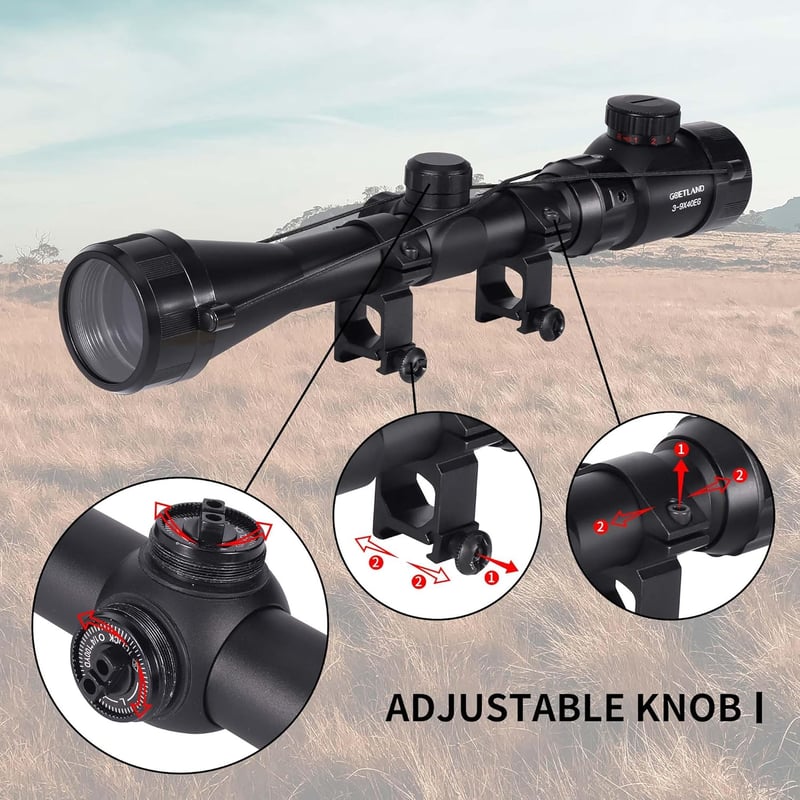 Goetland 3-9x40 EC Puska Távcső Piros-Zöld Szálkereszt Vadászat Airsoft