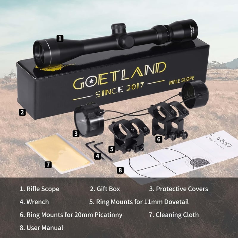 Goetland 3-9x40 Puska Távcső R4 Szálkereszt Taktikai Vadászat Airsoft