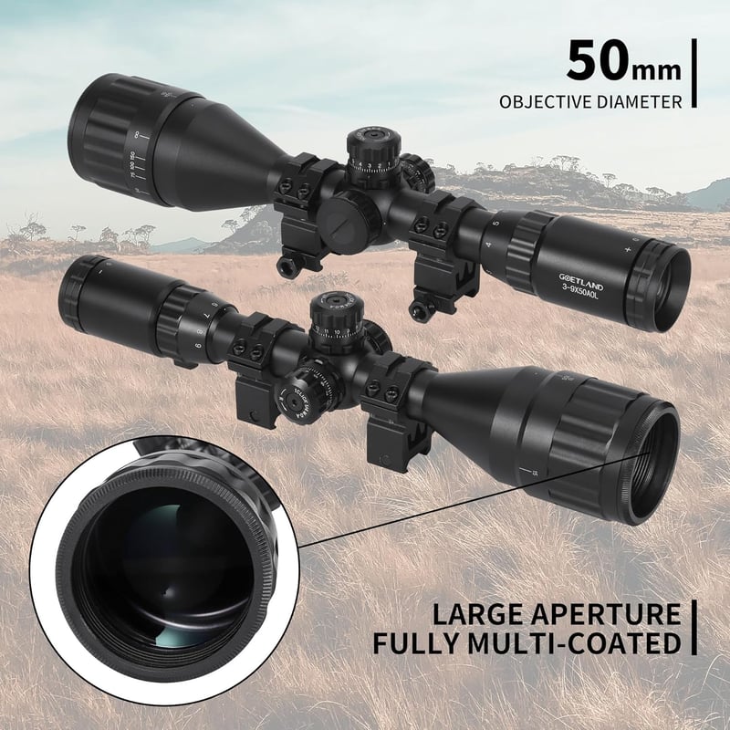Goetland 3-9x50 Puska Távcső Mil Dot Retikel Taktikai Vadászat Airsoft