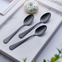 Lingurițe pentru desert GoGeiLi, negru mat, din oțel inoxidabil cu finisaj satinat, 17,2 cm, set de 6 lingurițe pentru ceai sau cafea, lavabile în mașina de spălat vase 5