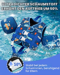 Vestă de înot pentru copii Gogokids cu aripioare, bretele reglabile, pentru băieți și fete, 3-6 ani / 19-30 kg, vestă de salvare pentru învățarea înotului 6