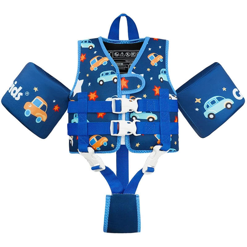 Detská plávacia vesta Gogokids, plávacie rukávy, detská plávacia pomôcka v štýle bundy s nastaviteľnými popruhmi, pre deti od 2 do 3 rokov, 15-19 kg