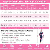 Costum de scafandru lung din neopren Gogokids pentru copii 8-16 ani, cu fermoar frontal, costum de baie cu protecție solară UV 50+, pentru înot, surfing și scufundări 2