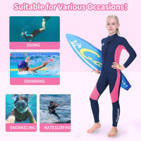 Costum de scafandru lung din neopren Gogokids pentru copii 8-16 ani, cu fermoar frontal, costum de baie cu protecție solară UV 50+, pentru înot, surfing și scufundări 6