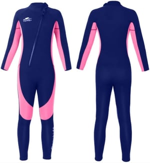 Costum de scafandru lung din neopren Gogokids pentru copii 8-16 ani, cu fermoar frontal, costum de baie cu protecție solară UV 50+, pentru înot, surfing și scufundări